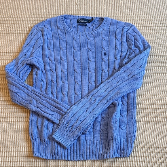 Polo Ralph Lauren Sweaters - Polo by Ralph Lauren Womens Light Blue Cable Knit Crewneck Sweater